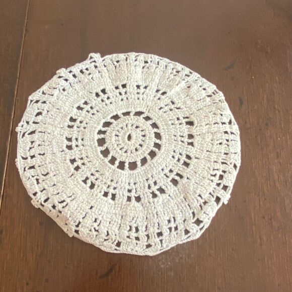 Vintage Beige Round Crochet Cluster Lace Doily Table Decorative Placemat 6.7" - Picture 1 of 4